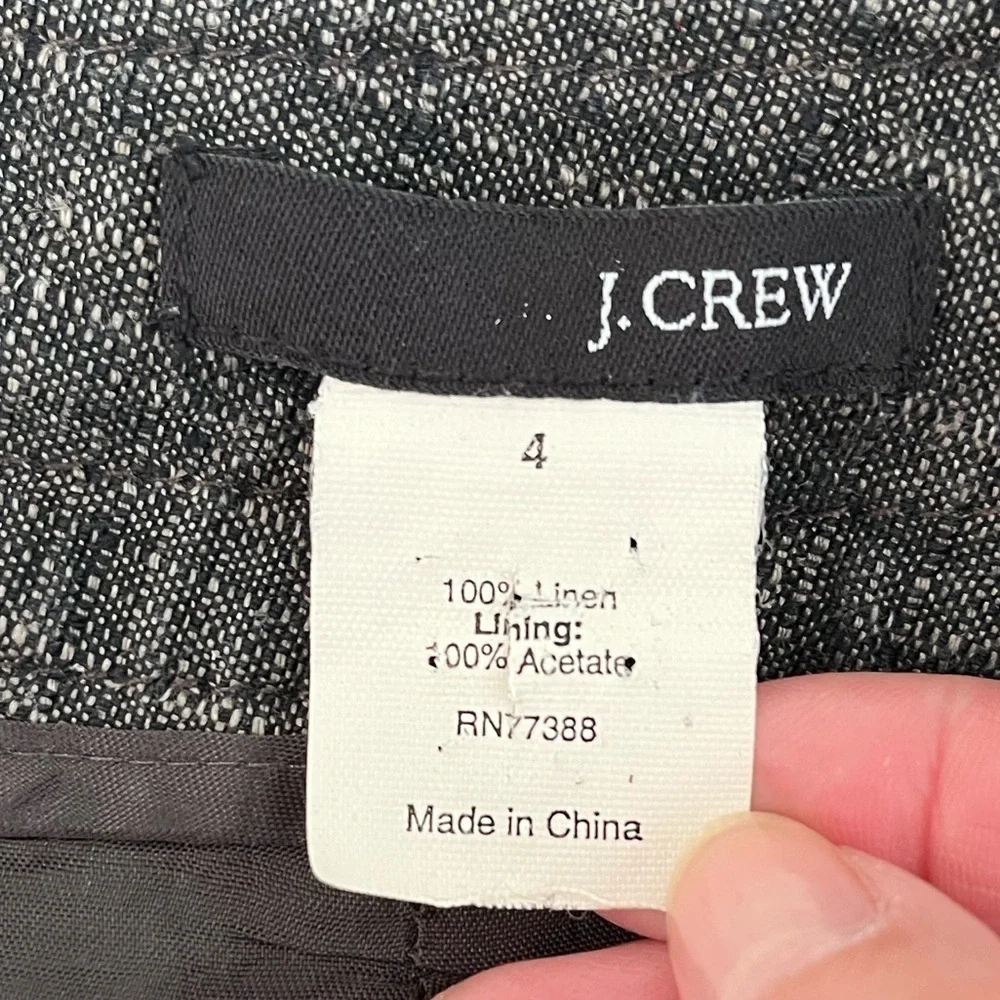 J. Crew 100% Linen Charcoal Grey A Line Skirt Careerwear Coastal Chic Size 4